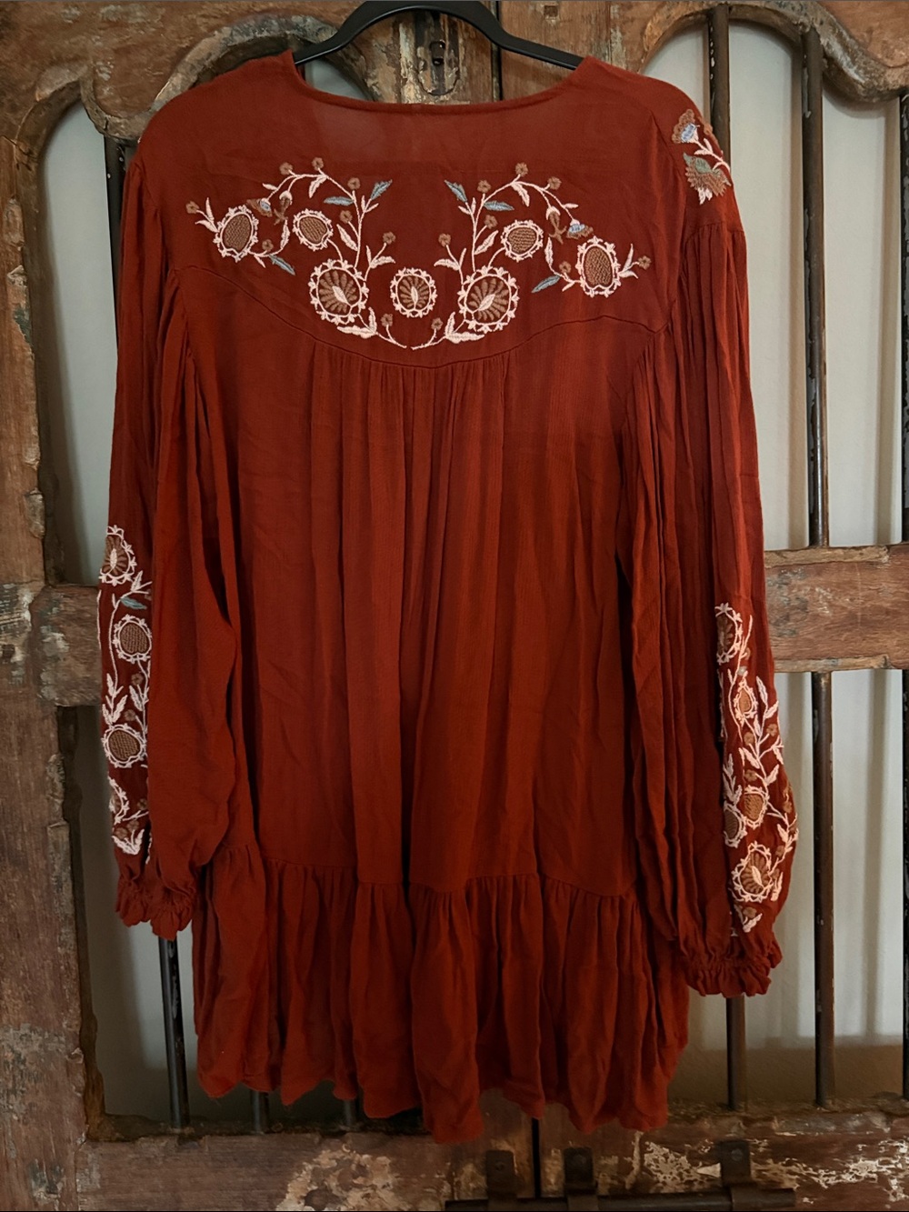 Free People Rust Embroidered Peasant Tunic - Picture 3 of 4
